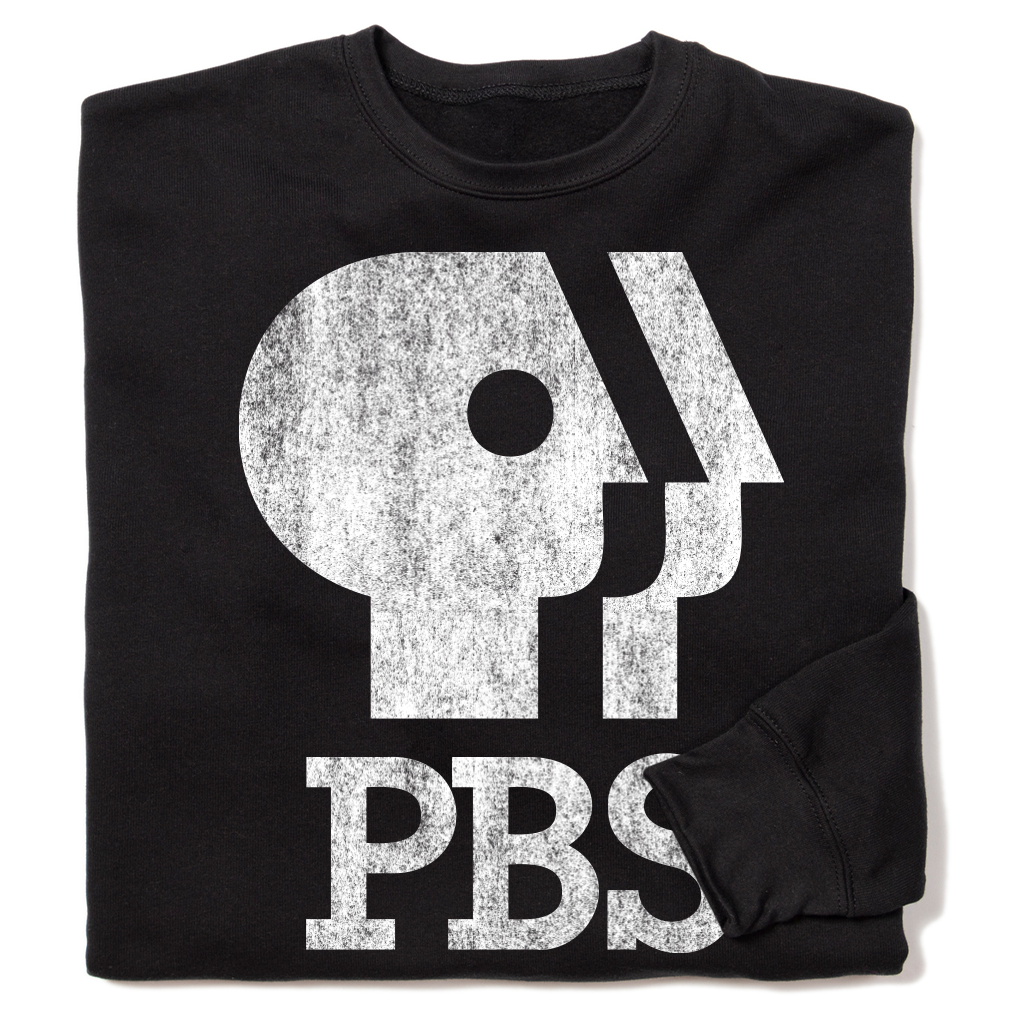 PBS 1980s Distressed Logo Crewneck Sweatshirt
