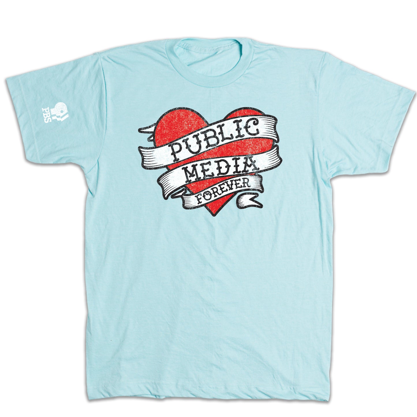 Public Media Forever Distressed Heart Logo Shirt
