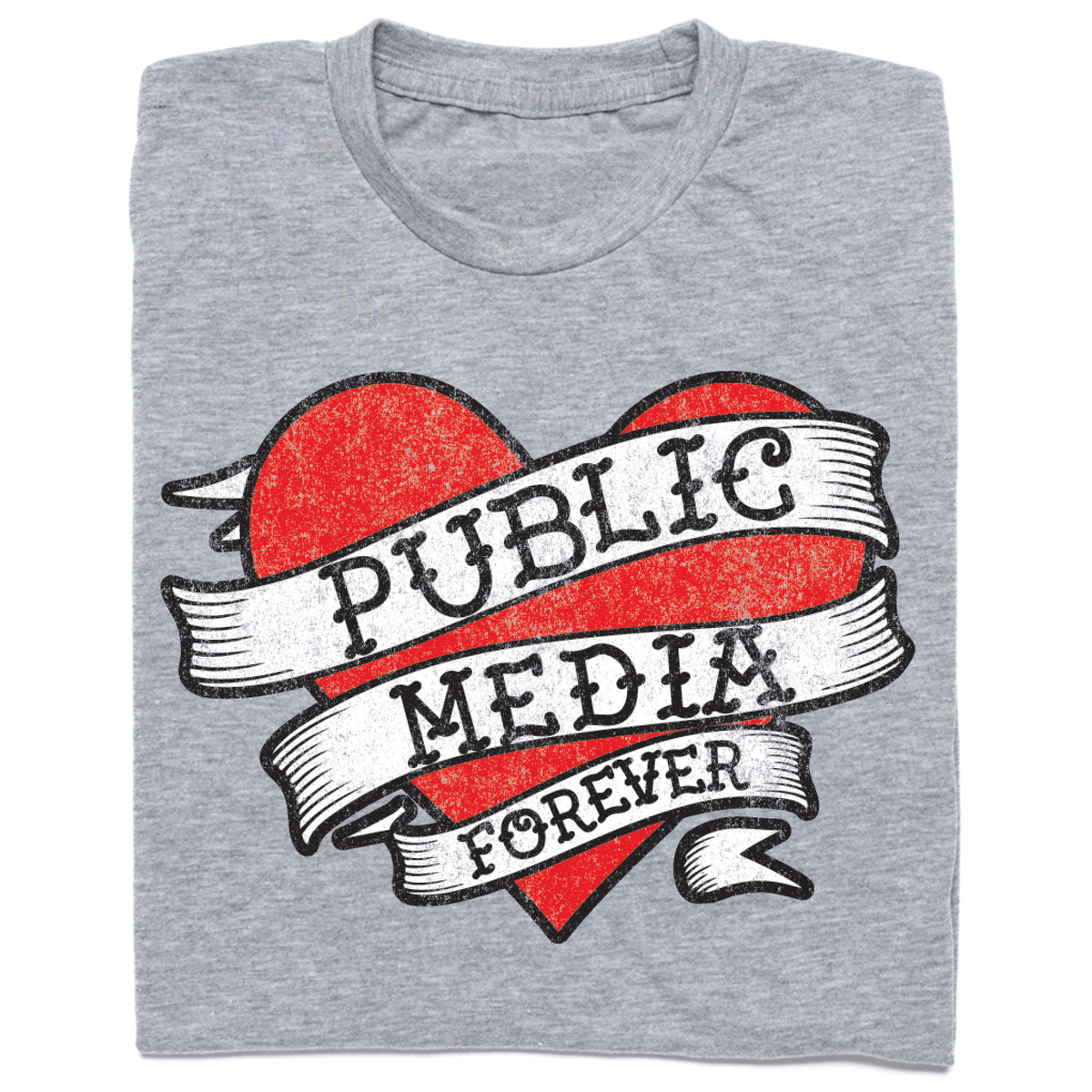 Public Media Forever Distressed Heart Logo Shirt
