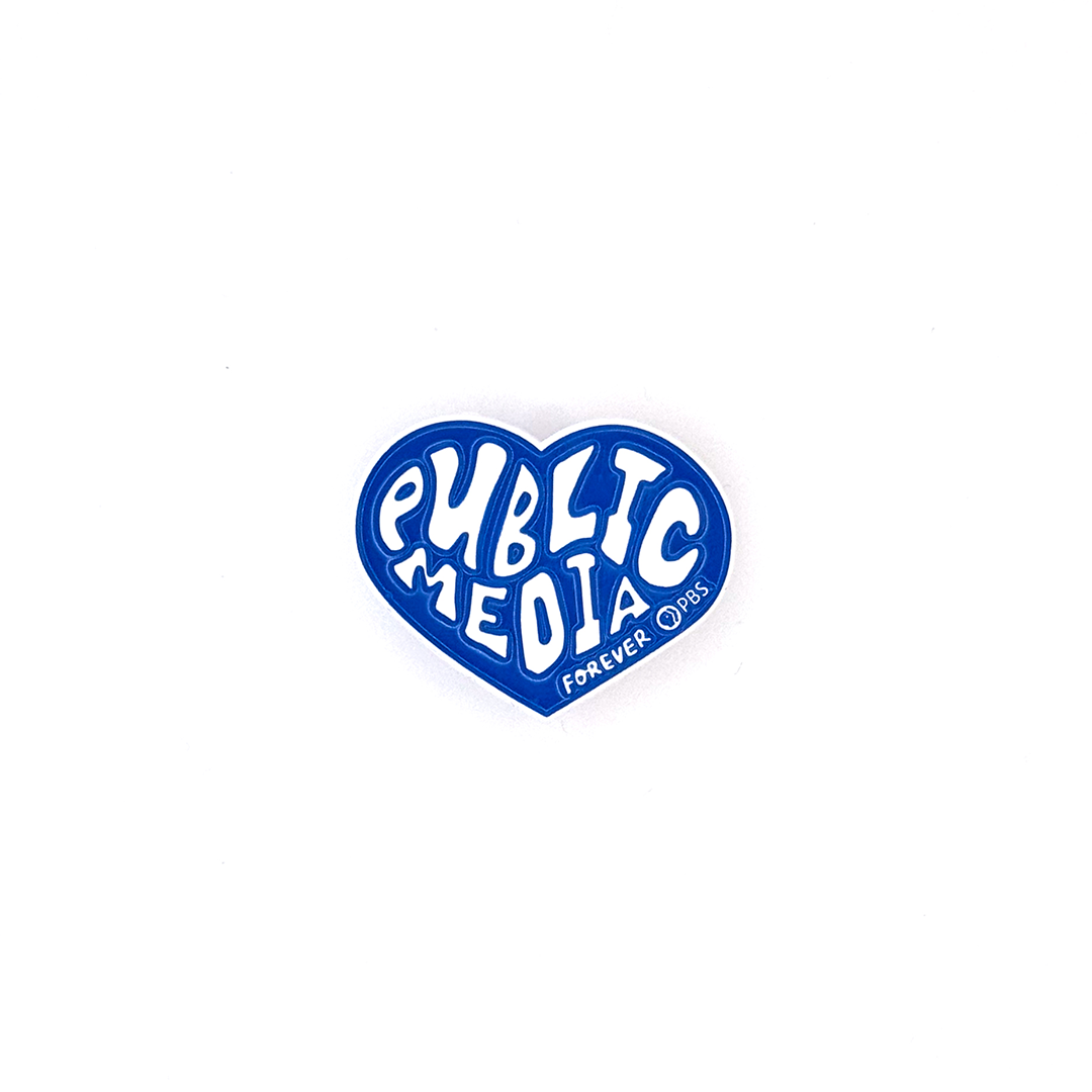 Public Media Heart Text Enamel Pin