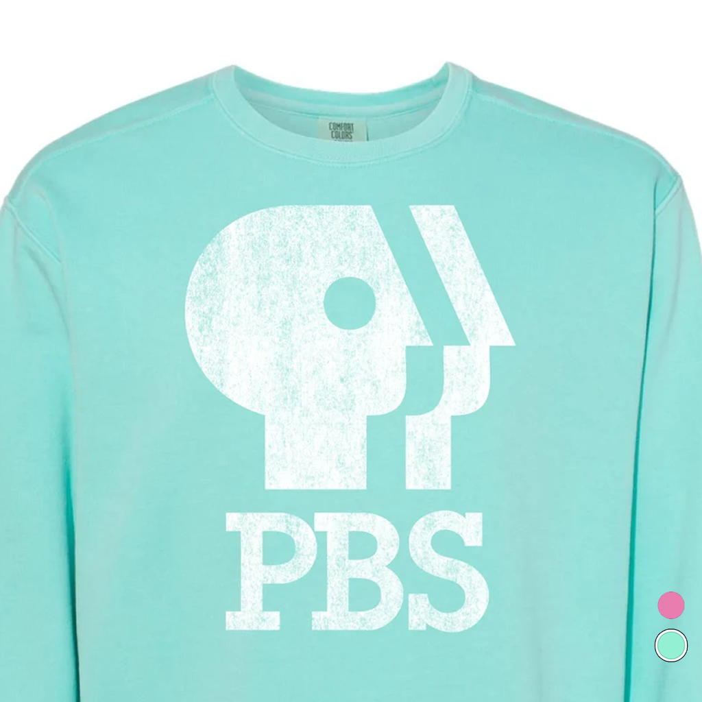 PBS 1980s Distressed Logo Garment-Dyed Crewneck Sweatshirt
