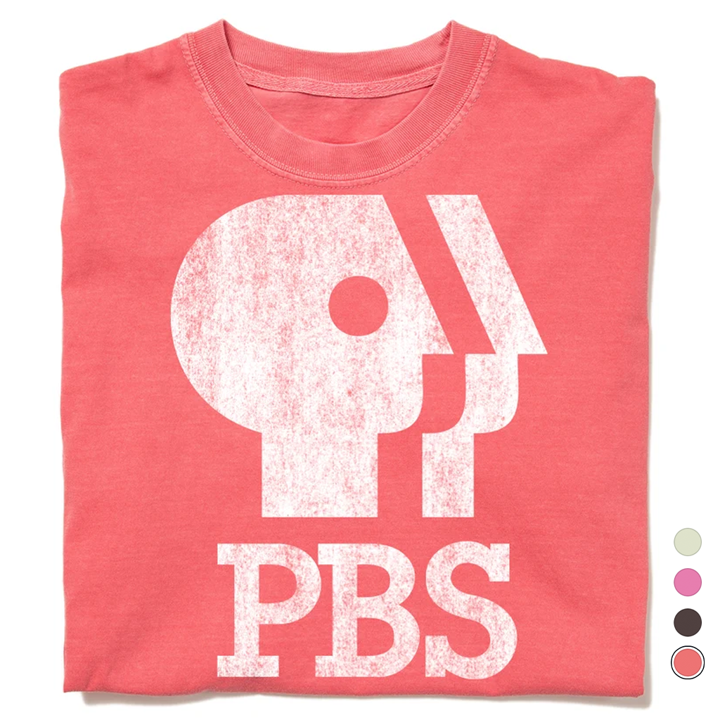 PBS 1980s Distressed Logo Garment-Dyed Shirt