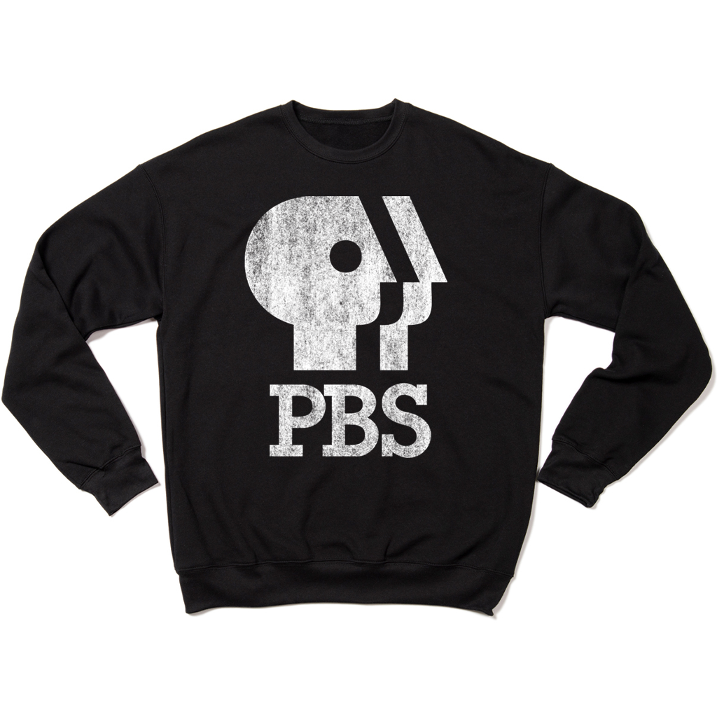 PBS 1980s Distressed Logo Crewneck Sweatshirt