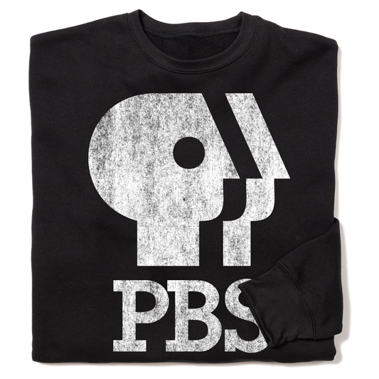 PBS 1980s Distressed Logo Crewneck Sweatshirt
