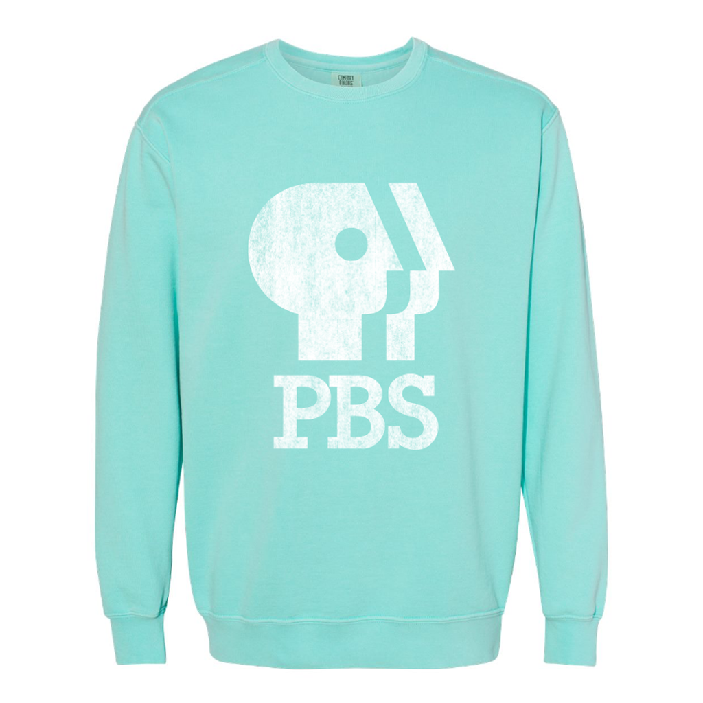 PBS 1980s Distressed Logo Garment-Dyed Crewneck Sweatshirt