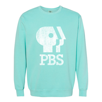PBS 1980s Distressed Logo Garment-Dyed Crewneck Sweatshirt