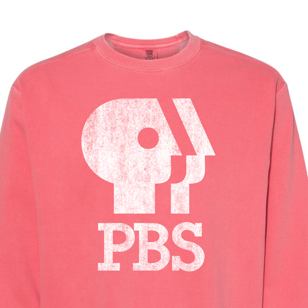 PBS 1980s Distressed Logo Garment-Dyed Crewneck Sweatshirt