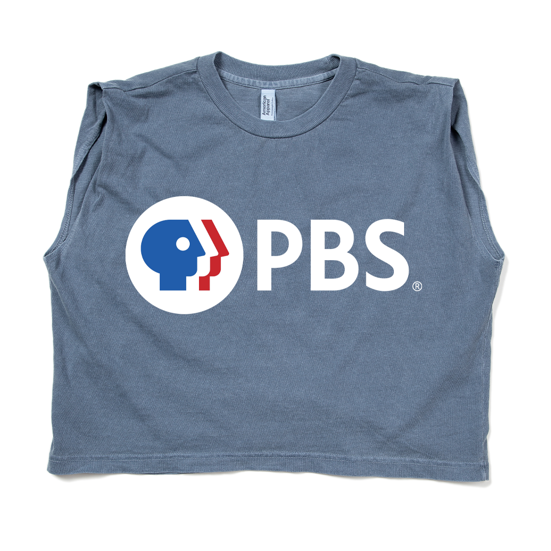 PBS Red White and Blue Logo Muscle Crop Women's Shirt
