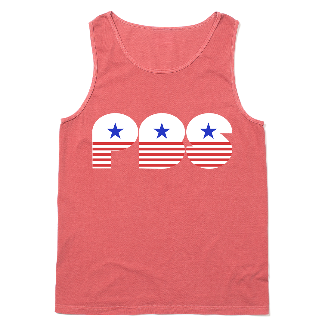 PBS Retro Stars and Stripes Garment-Dyed Tank Top