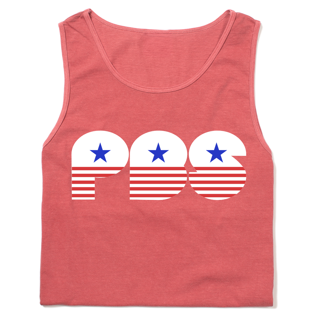 PBS Retro Stars and Stripes Garment-Dyed Tank Top