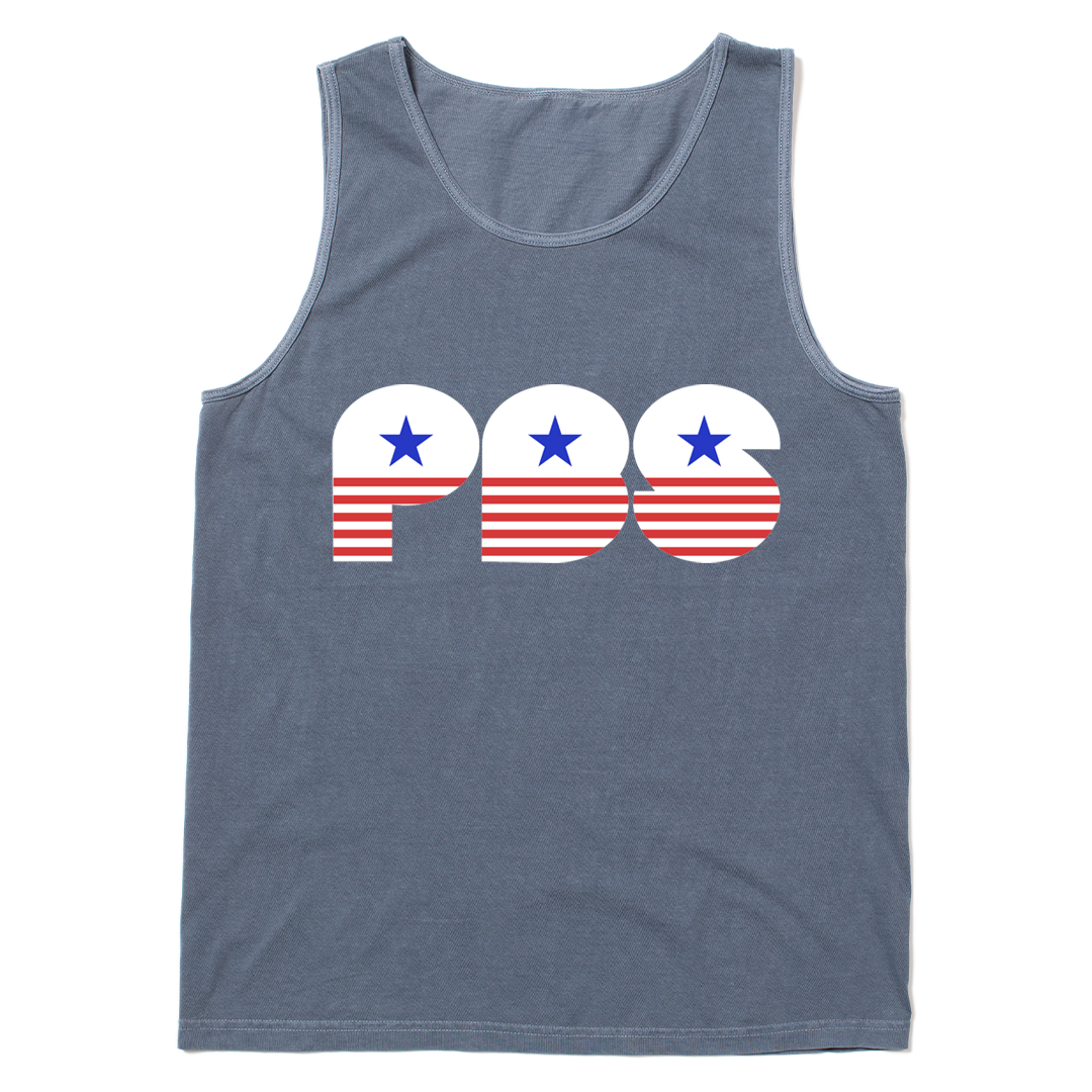 PBS Retro Stars and Stripes Garment-Dyed Tank Top