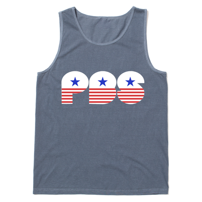 PBS Retro Stars and Stripes Garment-Dyed Tank Top