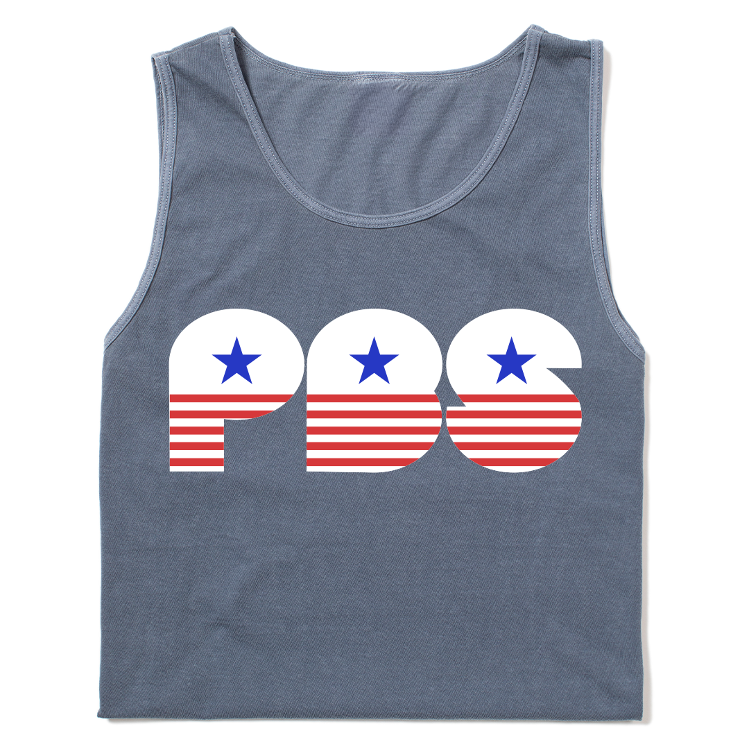 PBS Retro Stars and Stripes Garment-Dyed Tank Top