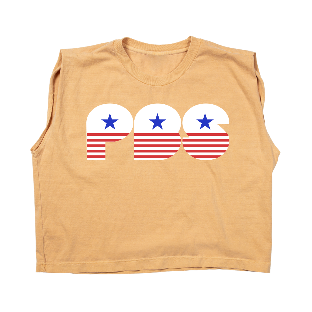 PBS 1970s Retro Stars Muscle Crop Women's Shirt