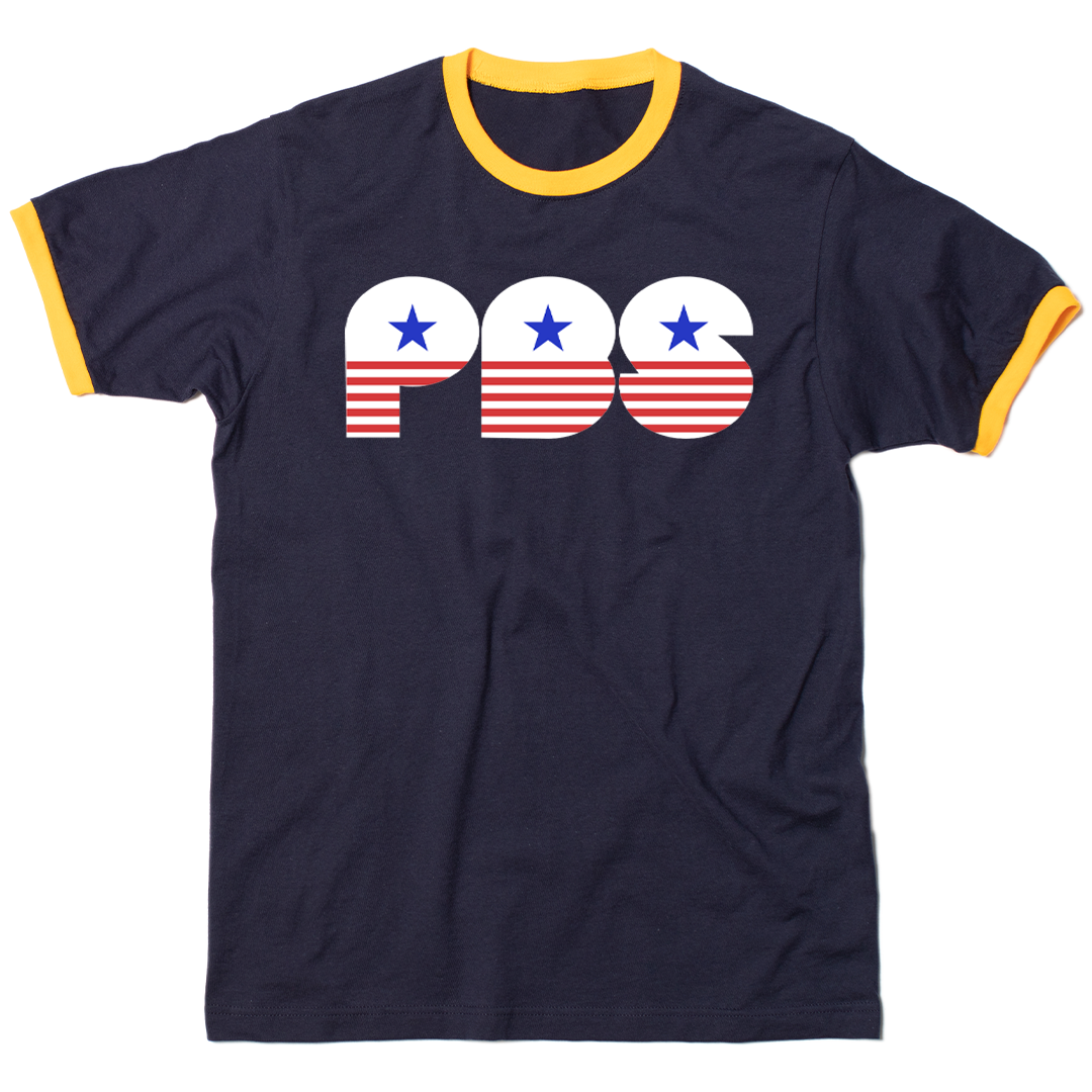PBS 1970s Retro Stars Ringer Shirt