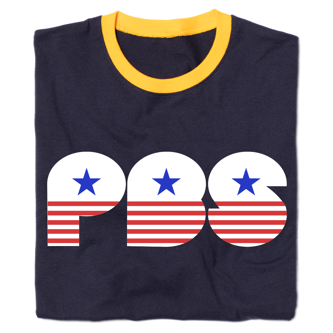 PBS 1970s Retro Stars Ringer Shirt