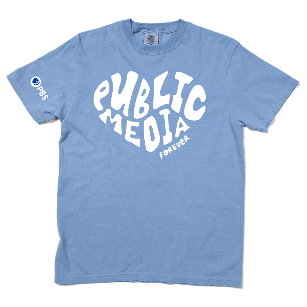 Public Media Forever Heart Text Garment-Dyed Shirt