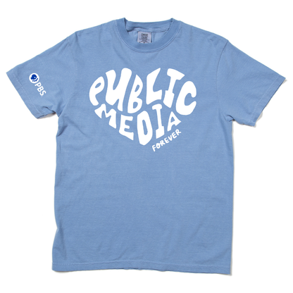 Public Media Forever Heart Text Garment-Dyed Shirt