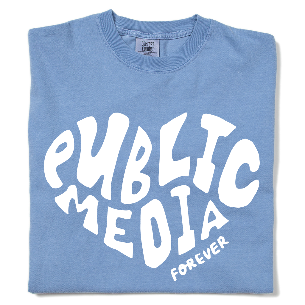 Public Media Forever Heart Text Garment-Dyed Shirt