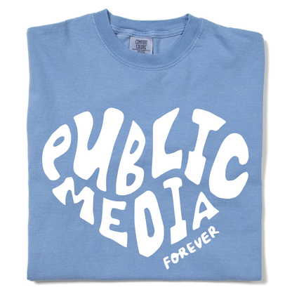Public Media Forever Heart Text Garment-Dyed Shirt