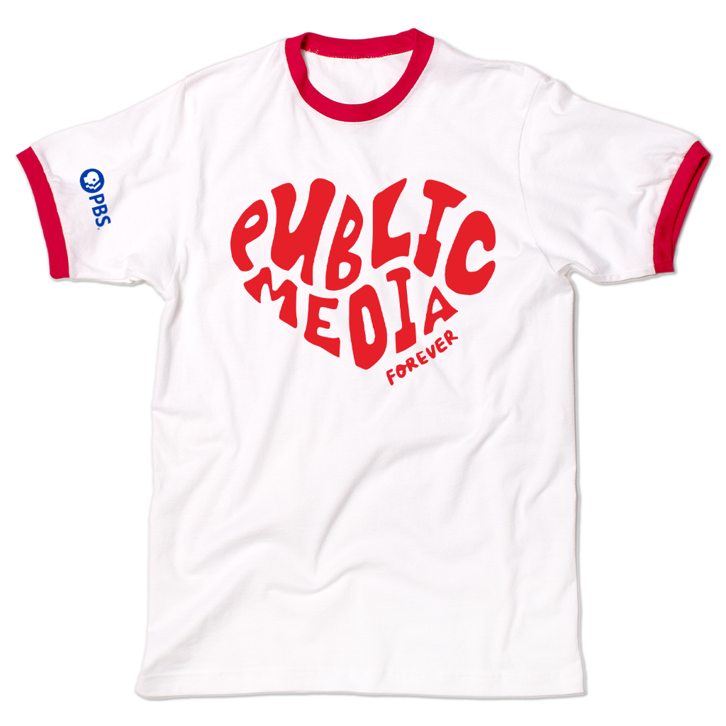 Public Media Forever Heart Text Ringer Shirt