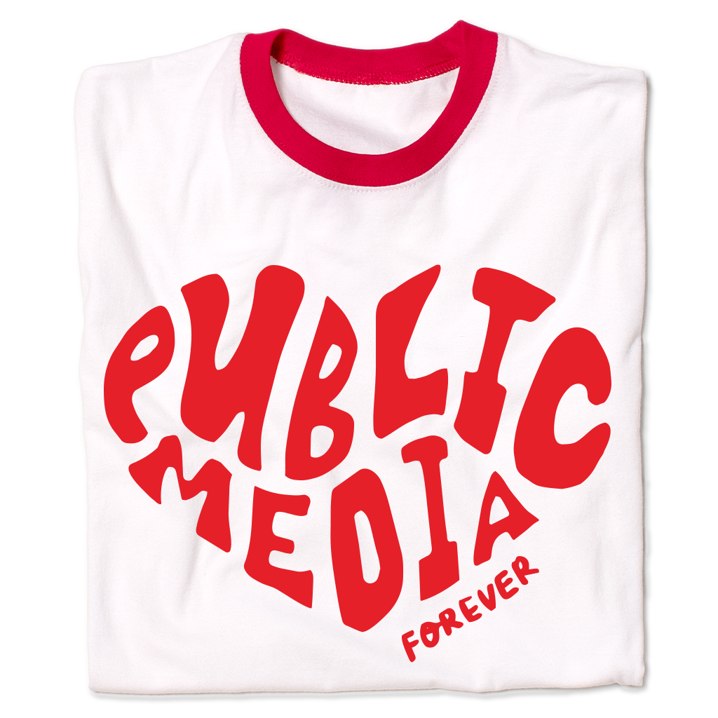 Public Media Forever Heart Text Ringer Shirt