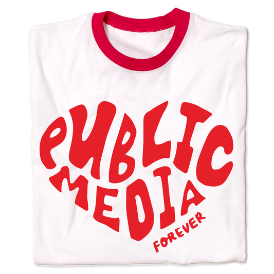 Public Media Forever Heart Text Ringer Shirt