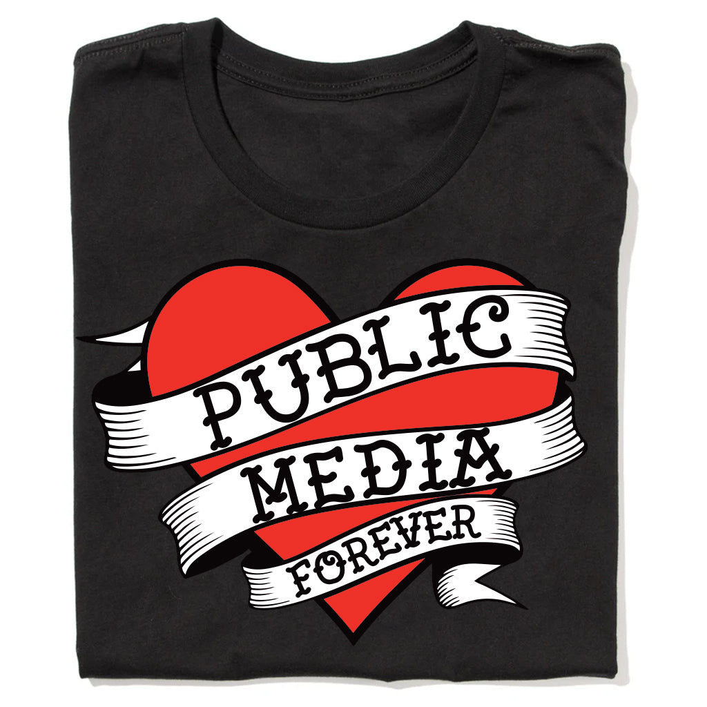 Public Media Forever Graphic Heart Logo Women's Cut Shirt