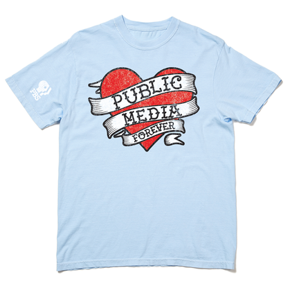 Public Media Forever Distressed Heart Logo Garment-Dyed Shirt