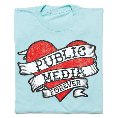 Public Media Forever Distressed Heart Logo Shirt
