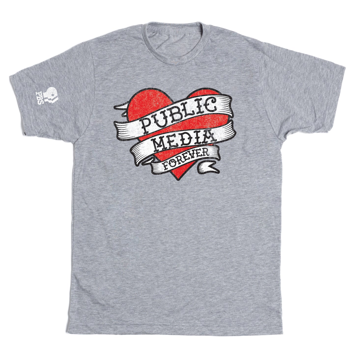 Public Media Forever Distressed Heart Logo Shirt