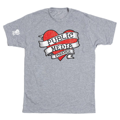 Public Media Forever Distressed Heart Logo Shirt