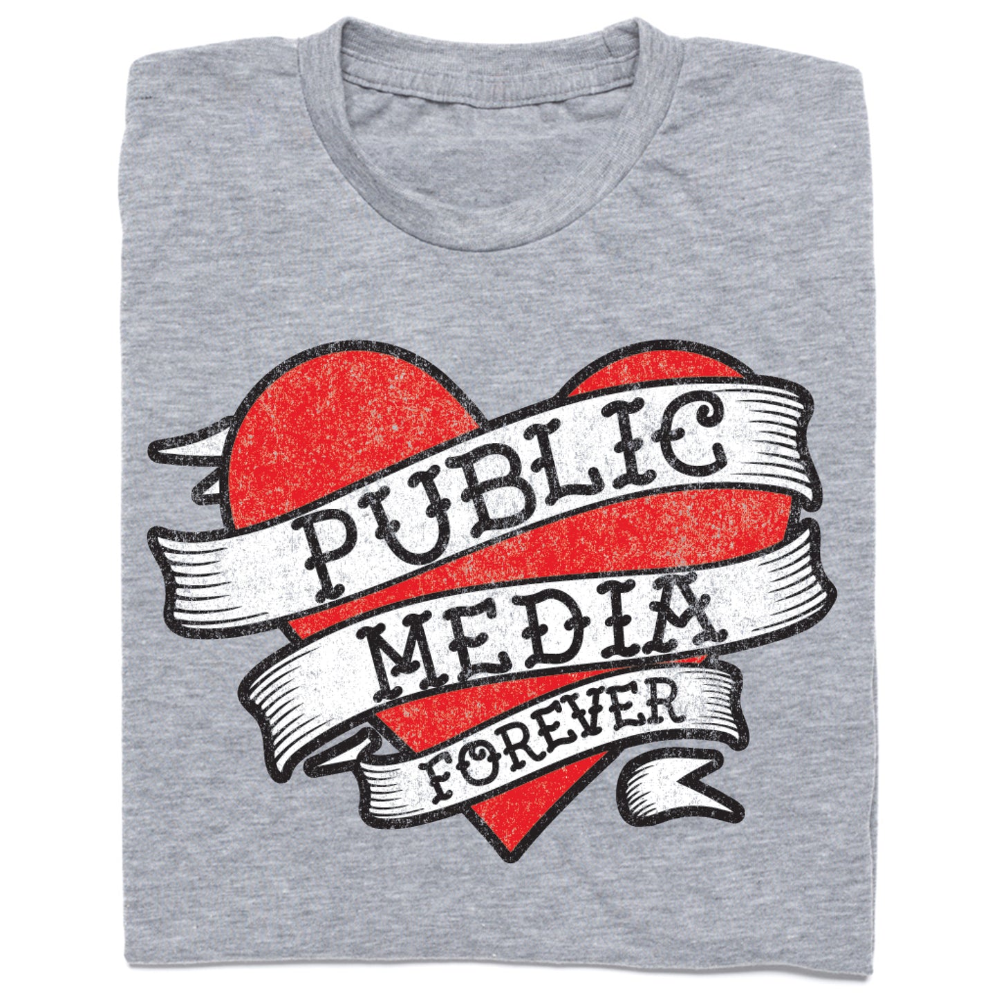 Public Media Forever Distressed Heart Logo Shirt