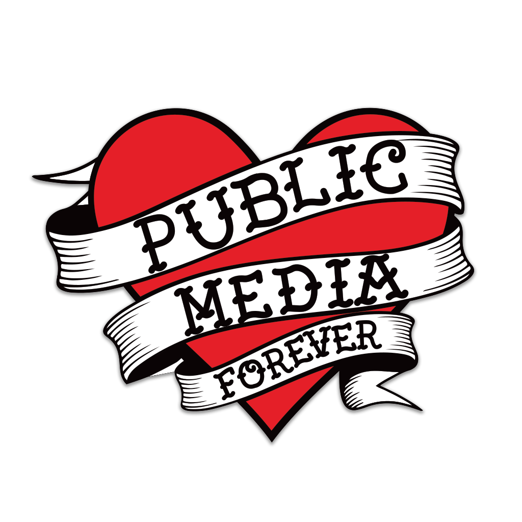 Public Media Forever Distressed Heart Logo Sticker