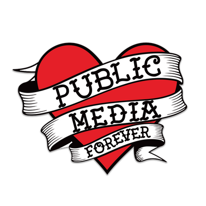 Public Media Forever Distressed Heart Logo Sticker
