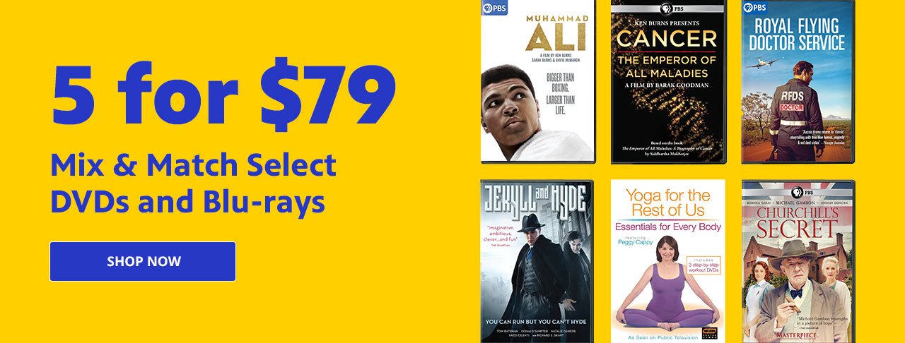 Buy 5 for $79 on select DVDs & Blu-rays. No code required!