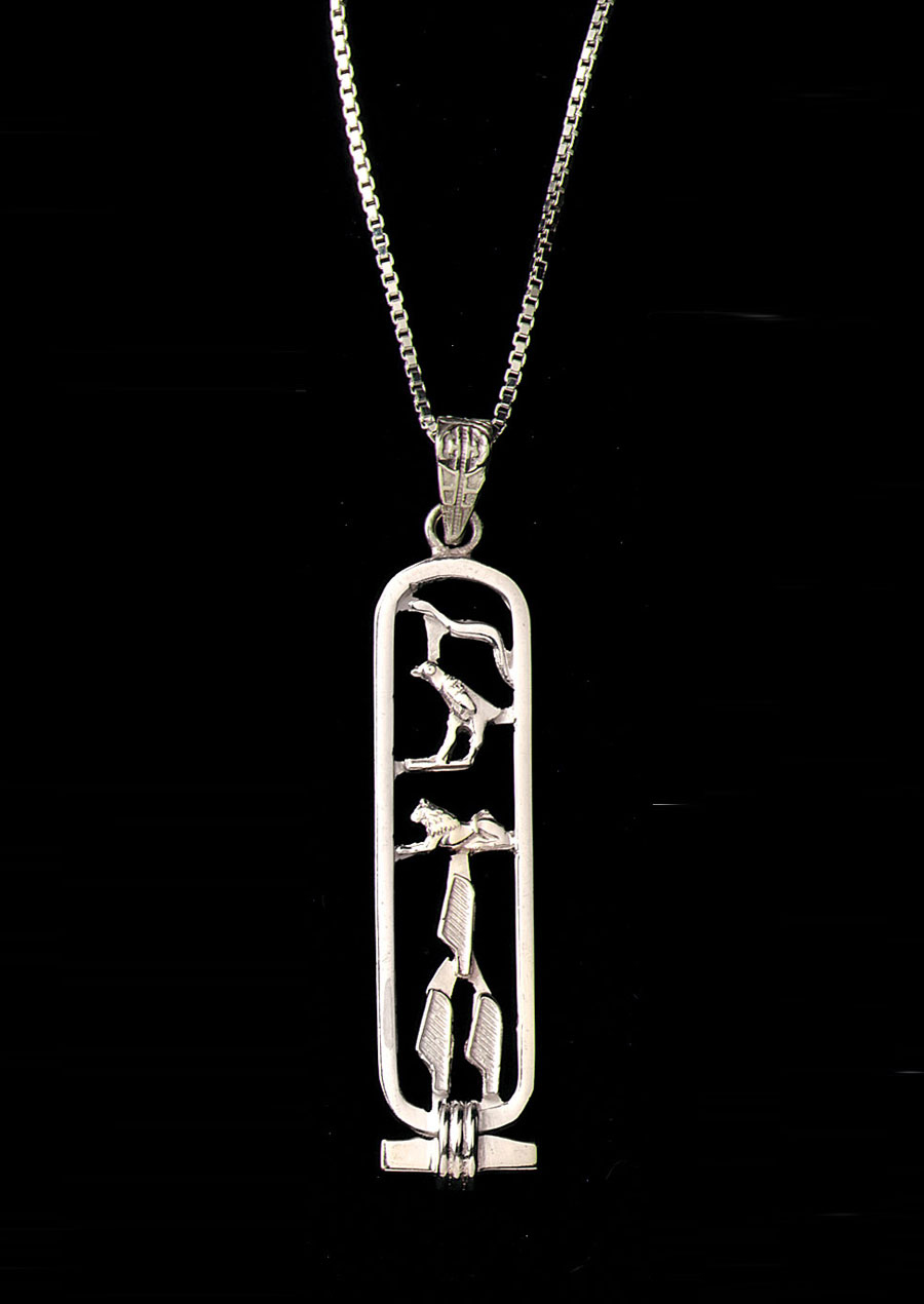 Egyptian Hieroglyphics Pendant Necklace in Sterling Silver