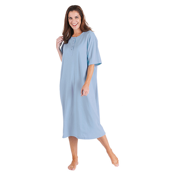 Just Love Womens Nightgown - Long Sleeve Henley Oversized