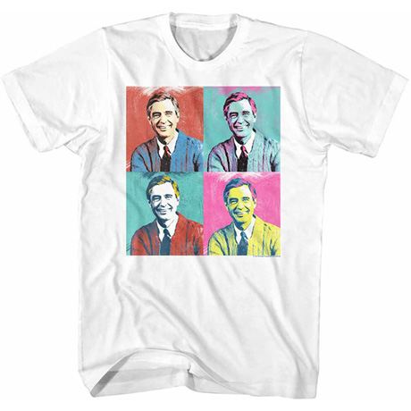 Mister Rogers Colorful Faces Pop Art Tee