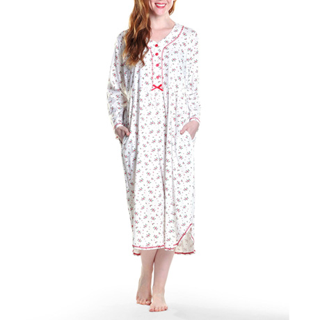 Holly Print Cotton Knit Nightgown