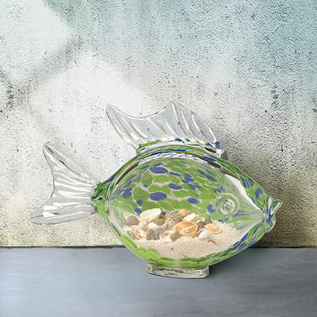Glass Fish with Sand  and Shells