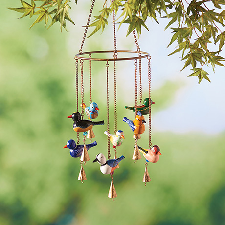 Hand-Painted Wood Birds Wind Chime | Shop.PBS.org