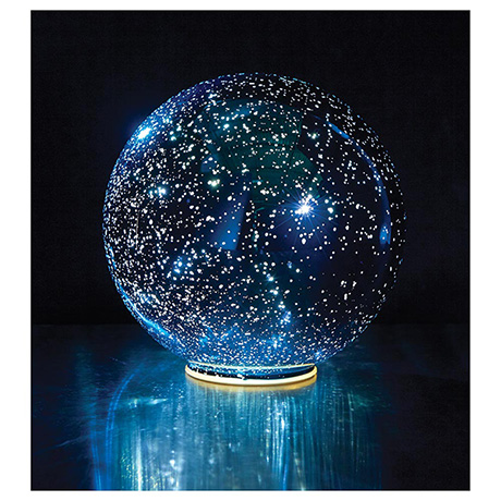 Lighted Mercury Glass Sphere - Blue