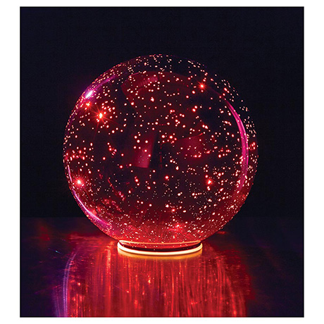 Lighted Mercury Glass Sphere - Red
