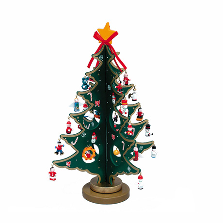 Wooden Christmas Tree & Ornaments Set