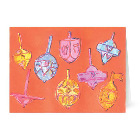 Eight Dreidels for Hanukkah Greeting Cards