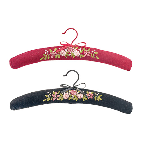 Embroidered Beauty Velvet Hangers - Set of 2