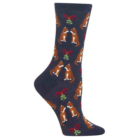 Mistletoe Cats Women's Socks - Navy