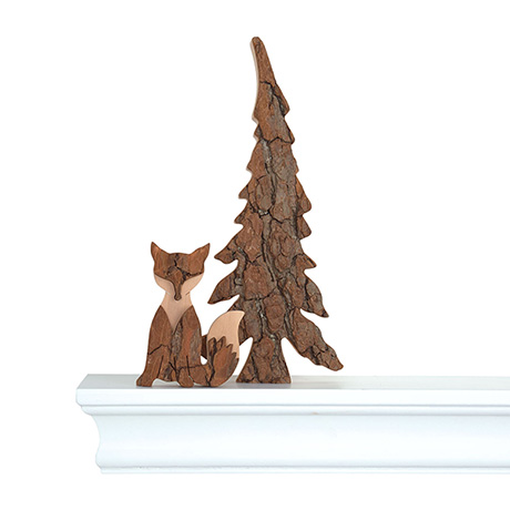 Bark Relief Woodland Fox Mantle Art