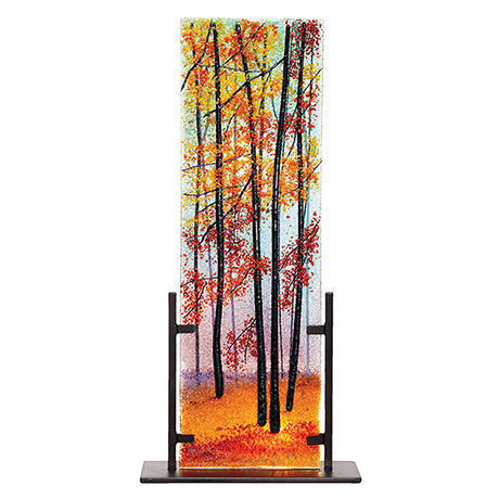 Autumn Trees Art Glass Piece